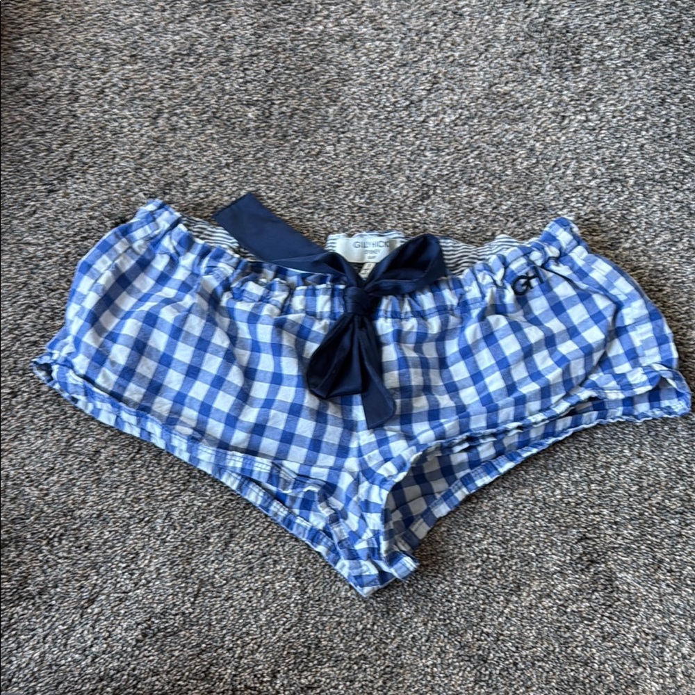 Blue Gingham Women's Sexy Sleep Shorts